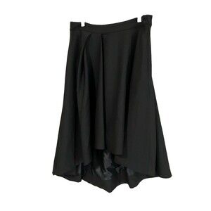 Gracia Black Lined Pleated Pockets Hi Low Asymmetrical Formal  Skirt Medium New